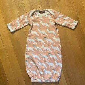 Milkbarn organic Fox Print sleep gown sack 0-3mo